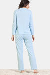 Zivame Summer Thyme Knit Cotton Pyjama Set - Starlight Blue — thumbnail 4